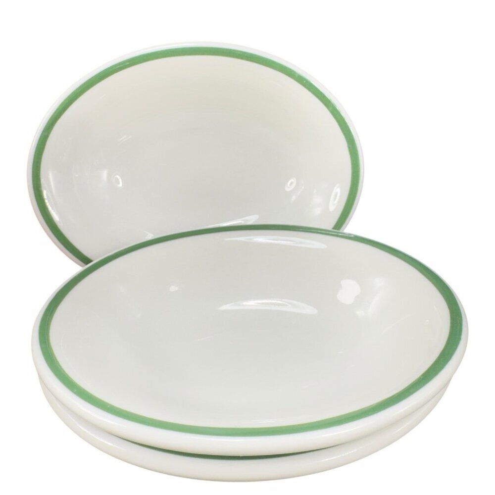 Mayer‎ China Heavy Duty Restaurant Ware Pottery Oval Dish Salsa Bowl Green Set 3